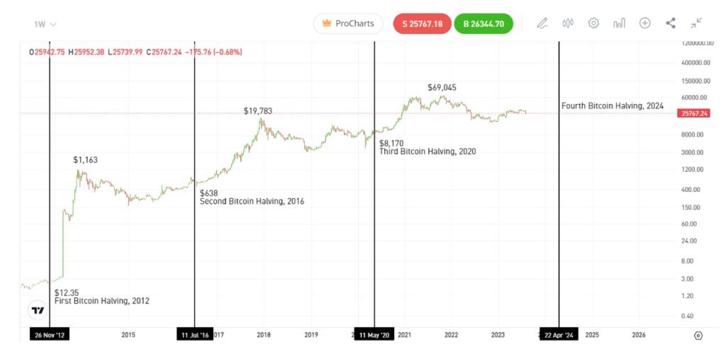 Bitcoin halving chart